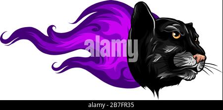 Black Panther Attack in fuoco e fiamme Vector Tattoo Illustrazione Vettoriale