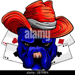 Bulldog Head Hat poker ACE illustrazione vettoriale Illustrazione Vettoriale