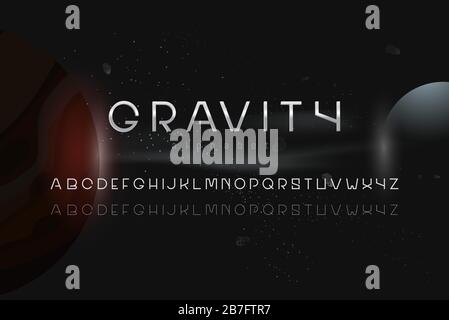 Set di caratteri alfabetici per tema spazio esterno sci-fi Illustrazione Vettoriale