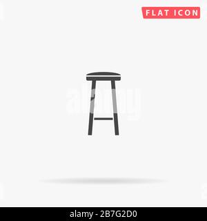 Icona del vettore piatto Bar Stool. Segno di stile glifo. Semplice simbolo di illustrazioni disegnate a mano per infografiche concettuali, progetti progettuali, UI e UX, sito web o. Illustrazione Vettoriale