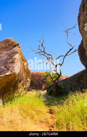 Sri Lanka Triangolo Culturale Anuradhapura Vessagiri Rocca di Vessas Issarasamanarama antica capitale della foresta buddista monastero iniziato 3 ° secolo AC Foto Stock