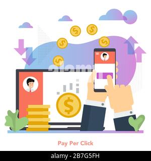 Vettore finanza pay per click business concept Illustrazione Vettoriale