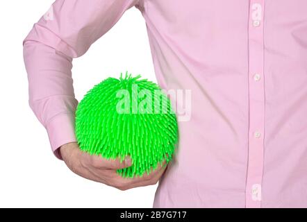 Virus come una palla di gomma morbida isolata su sfondo solido Foto Stock