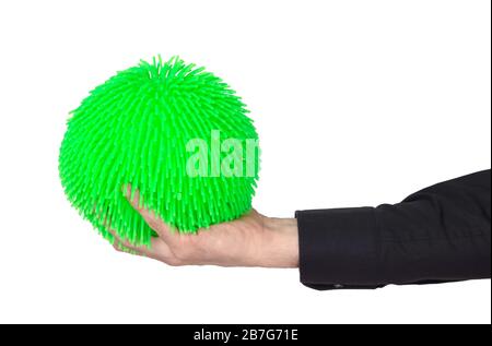 Virus come una palla di gomma morbida isolata su sfondo solido Foto Stock