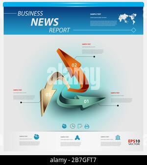 Infografico Business modello interattivo per la comunicazione dei dati Illustrazione Vettoriale