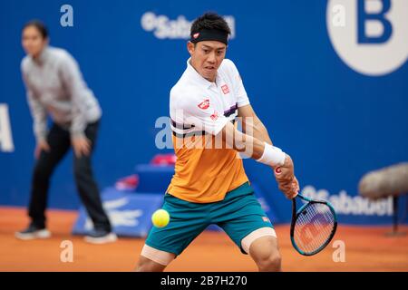 Kei Nishikori dal Giappone durante l'ATP 500 Barcelona Open Banc Sabadell 67 Trofeo Conde de Godo nel Reial Club Tenis de Barcelona il 25 aprile 20 Foto Stock