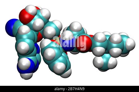 Struttura 3D di Remdesivir antivirale attivo contro il coronavirus COVID-19 Foto Stock