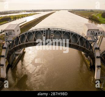 Hagestein, Paesi Bassi; il complesso Hagestein, diga e blocco in piedi Foto Stock