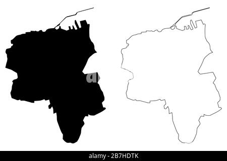 Città di Heraklion (Repubblica ellenica, Grecia, Hellas, isola di Creta) mappa illustrazione vettoriale, schizzo di ciottoli Città di Iraklion mappa Illustrazione Vettoriale