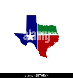 Modello di logo grafico dell'illustrazione dell'icona di Texas Map Design. Vettore EPS 10. Foto Stock