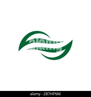 Modello Infinity Green Leaf Swoosh con logo Illustrazione Design. Vettore EPS 10. Foto Stock