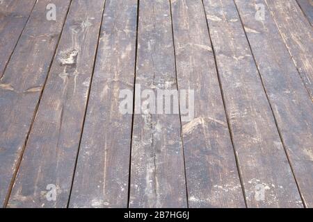 Sfondo di legno marrone. Prospettiva vuota della texture del pavimento in legno. Mock up o montaggio per il vostro prodotto. Foto Stock