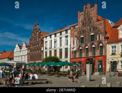 Fischmarkt a Greifswald in Meclemburgo-Pomerania occidentale, Germania Foto Stock