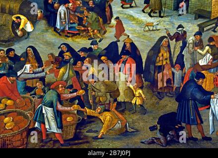 Sette atti di Misericordia 1616 Pieter Brueghel il più giovane 1564-1637, la famiglia Brueghel ( Bruegel o Breughel ), pittori fiamminghi 16 ° - 17 ° secolo, belga, Belgio. Foto Stock