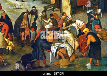 Sette atti di Misericordia 1616 Pieter Brueghel il più giovane 1564-1637, la famiglia Brueghel ( Bruegel o Breughel ), pittori fiamminghi 16 ° - 17 ° secolo, belga, Belgio. Foto Stock