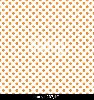 Vettore arancione con motivo a punti di polka. Arancione su bianco. Texture pois Polka. Illustrazione Vettoriale
