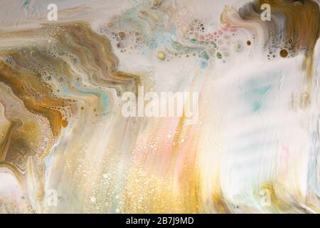 Pittura fluida di arte astratta e vivida. Effetto marbleizzato Foto Stock