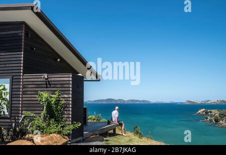 ⁨View di Mahinepua Bay da ponte, Kaeo⁩, ⁩Bay di Isole, Northland North Island, Nuova Zelanda Foto Stock