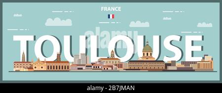 Poster colorato Toulouse cityscape. Illustrazione dettagliata del vettore Illustrazione Vettoriale
