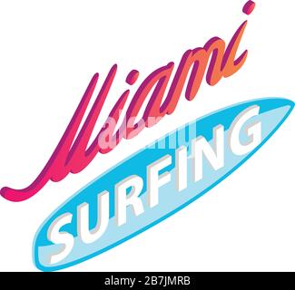 Icona del surf a Miami, stile isometrico Illustrazione Vettoriale