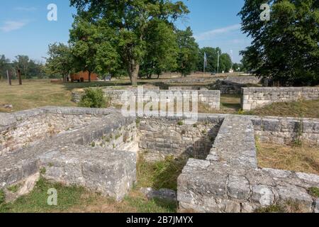 Fortezza romana di Abusina-Eining, Eining vicino Abensberg, Baviera, Germania. Foto Stock