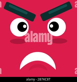 cartoon rosso quadrato arrabbiato espressione vettoriale illustrazione Illustrazione Vettoriale