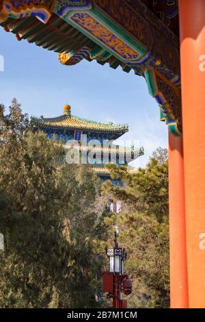 Pavilion nel Parco Jingshan, Pechino, Cina Foto Stock