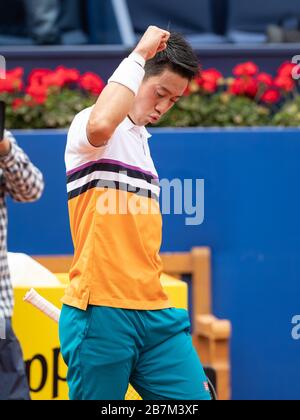 Kei Nishikori dal Giappone durante l'ATP 500 Barcelona Open Banc Sabadell 67 Trofeo Conde Godo in Reial Club Tenis de Barcelona il 25 di Aprile 2019, Spagna (Foto di DAX/ESPA-Images) Foto Stock