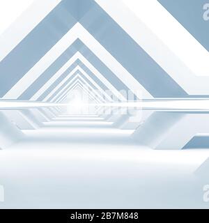 Astratto vuoto infinito tunnel prospettiva sfondo. Illustrazione di rendering 3d con tonalità blu Foto Stock