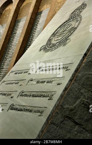 Memoriale ai membri dello squadrone del RAF del 617 che morì durante la seconda guerra mondiale, Woodhall Spa, Lincolnshire, Regno Unito. Foto Stock