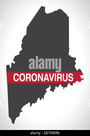 Maine USA mappa di stato federale con Coronavirus allerta illustrazione Illustrazione Vettoriale