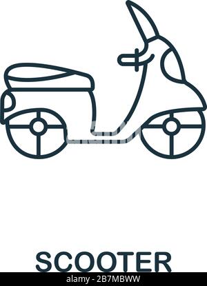 Icona scooter dalla collezione italia. Semplice linea Scooter icona per modelli, web design e infografica Illustrazione Vettoriale