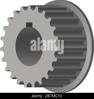 Puleggia di distribuzione. Puleggia dell'albero a camme. Vettore effetto 3D Illustrazione Vettoriale