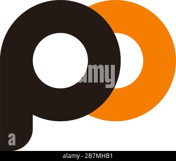 lettera po astratta disegno nascosto simbolo geometrico logo vettore Illustrazione Vettoriale