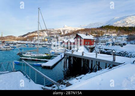 Paesaggio invernale della Norvegia. Bellissimo paesaggio polare. Foto Stock