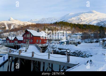 Paesaggio invernale della Norvegia. Bellissimo paesaggio polare. Foto Stock