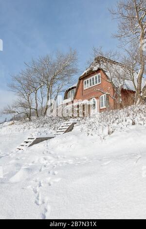 Inverno estremo sull'isola di Föhr, Mare del Nord, Patrimonio dell'Umanità dell'UNESCO, Frisia del Nord, Schleswig-Holstein, Germania del Nord, Europa Foto Stock