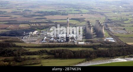 Vista aerea della centrale di Ratcliffe-on-Soar, vicino a Nottingham, Regno Unito Foto Stock