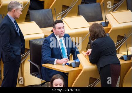 Edimburgo, Regno Unito. 17 Marzo 2020. Nella foto: Jeane Freeman MSP - Ministro di Gabinetto per la Salute e lo Sport. Dichiarazione ministeriale: Romanzo coronavirus COVID-19 update Credit: Colin Fisher/Alamy Live News Foto Stock