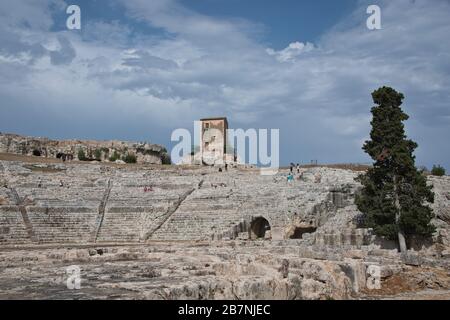 Parco archeologico di Neapolis, Siracusa, Sicilia.una delle rovine antiche meglio conservate della Sicilia, costruita nel V secolo a.C. Foto Stock