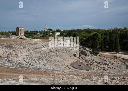 Parco archeologico di Neapolis, Siracusa, Sicilia.una delle rovine antiche meglio conservate della Sicilia, costruita nel V secolo a.C. Foto Stock