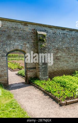 Un angolo tranquillo nel giardino recintato a Tyntesfield House, nr Wraxall, North Somerset, Inghilterra, Regno Unito Foto Stock