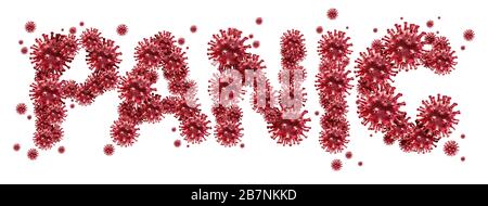 Virus focolaio di panico e paura pandemica o coronavirus ansia pubblica o covid-19 contagiosa crisi medica come un concetto mondiale di salute pubblica. Foto Stock