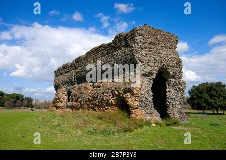 Rovine della Cisterna Romana in Val Caffarella, Parco Regionale dell'Appia Antica, Roma, Lazio, Italia Foto Stock