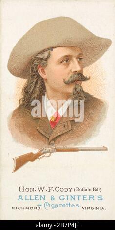 William Frederick Cody (Buffalo Bill), Rifle Shooter, dei campioni del mondo, Serie 1 (N28) per Allen &amp; sigarette Ginter, 1887. Foto Stock