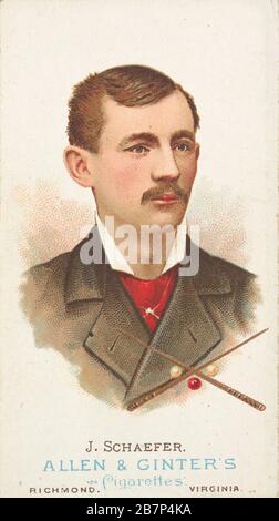 Jacob Schaefer, Billiard Player, dei campioni del mondo, Serie 1 (N28) per Allen &amp; Ginter sigarette, 1887. Foto Stock