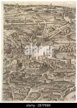 Piano della Città di Roma. Parte 4 con la Santa Maria di Aracoeli, il Foro Romano, il Colosseo e il Palazzo Laterano., 1645. Foto Stock