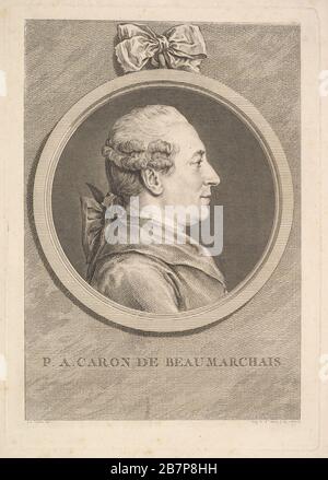 Ritratto di P.A. Caron de Beaumarchais, 1773. Dopo Charles Nicolas Cochin II Foto Stock