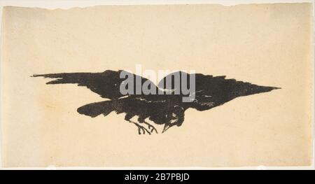 The Flying Raven, ex Libris per il Raven di Edgar Allan PoE, 1875. Foto Stock