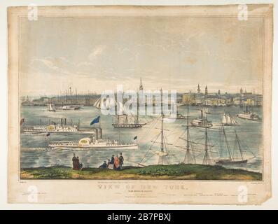 Vista di New York da Brooklyn Heights, 1849. Foto Stock